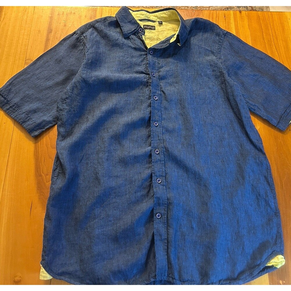 Rochester Men’s Button Up Shirt. XLT. 100% Linen. Short Sleeve